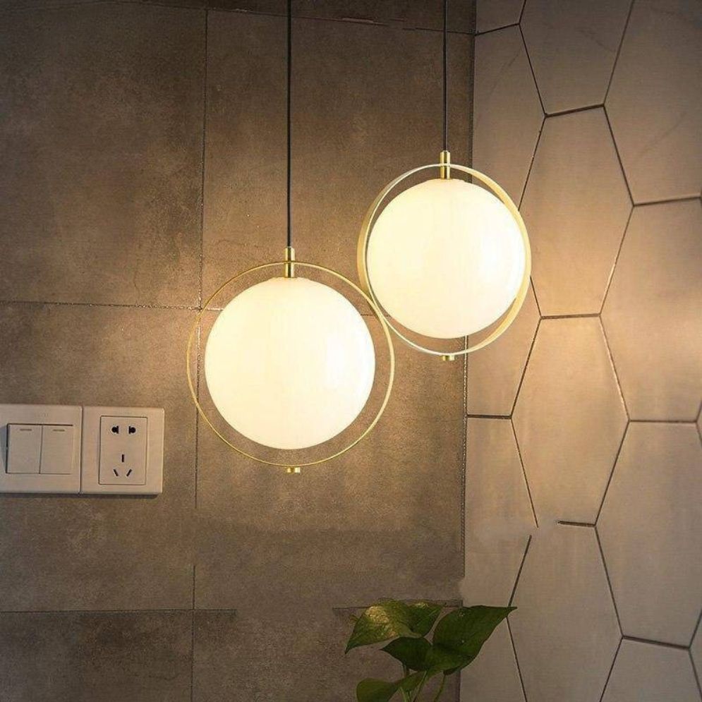 Suspension Design Led Dorée avec Cercle en Métal Shadow - Lumiine