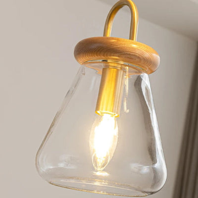 Suspension Design LED en Bois avec Abat-Jour Arrondi en Verre Nordic - Lumiine