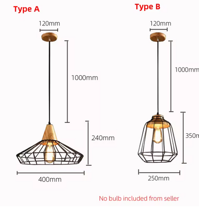 Suspension Design Led en Bois et Cage de Couleur