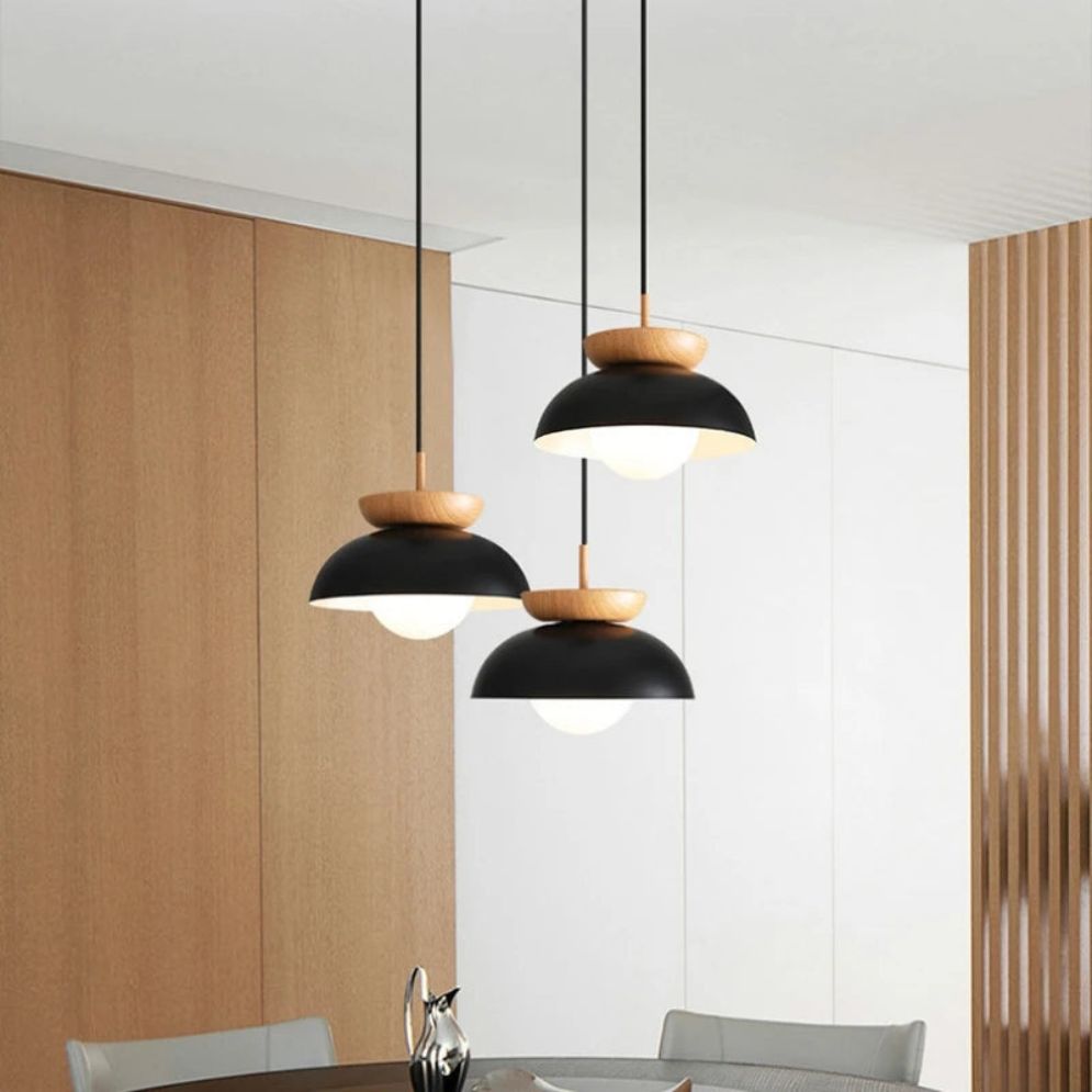 Suspension Design LED en Bois et Métal - Lumiine