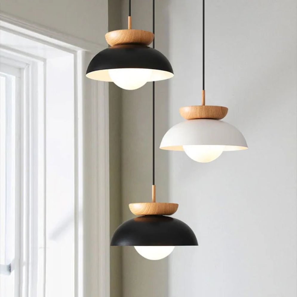 Suspension Design LED en Bois et Métal - Lumiine