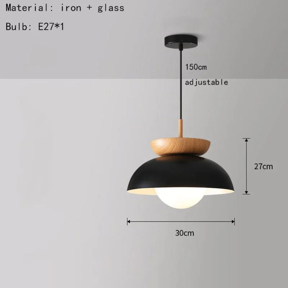 Suspension Design LED en Bois et Métal - Lumiine