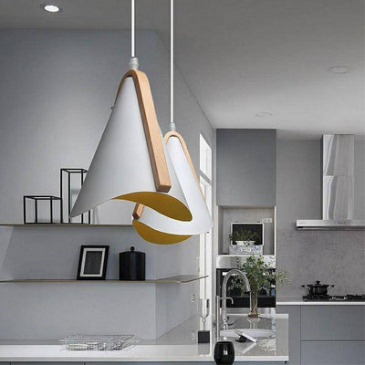 Suspension Design LED en Bois et Métal Moderna