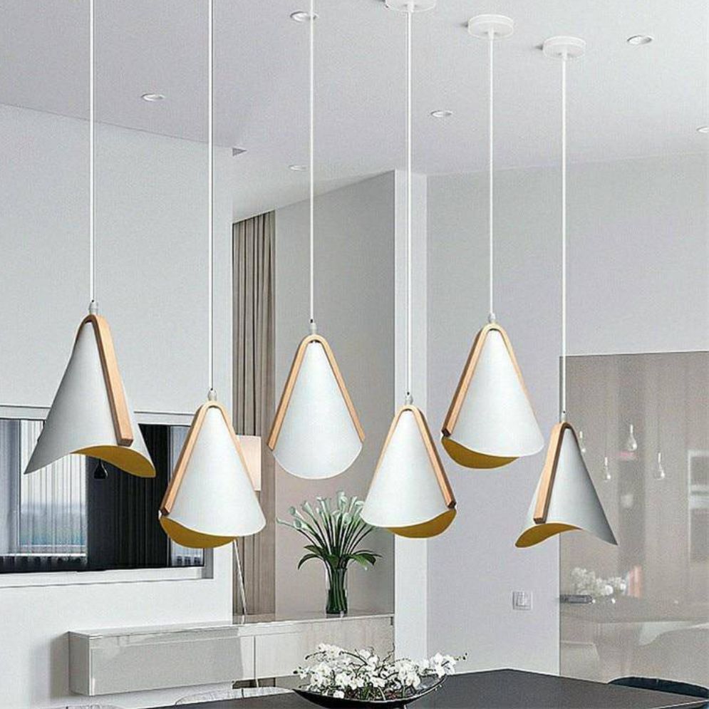 Suspension Design LED en Bois et Métal Moderna