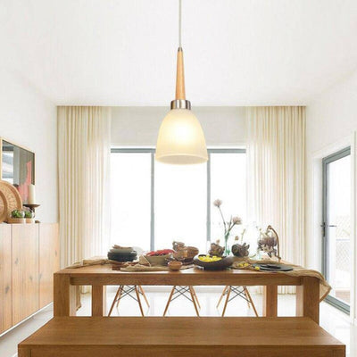 Suspension Design LED en Bois et Verre - Lumiine