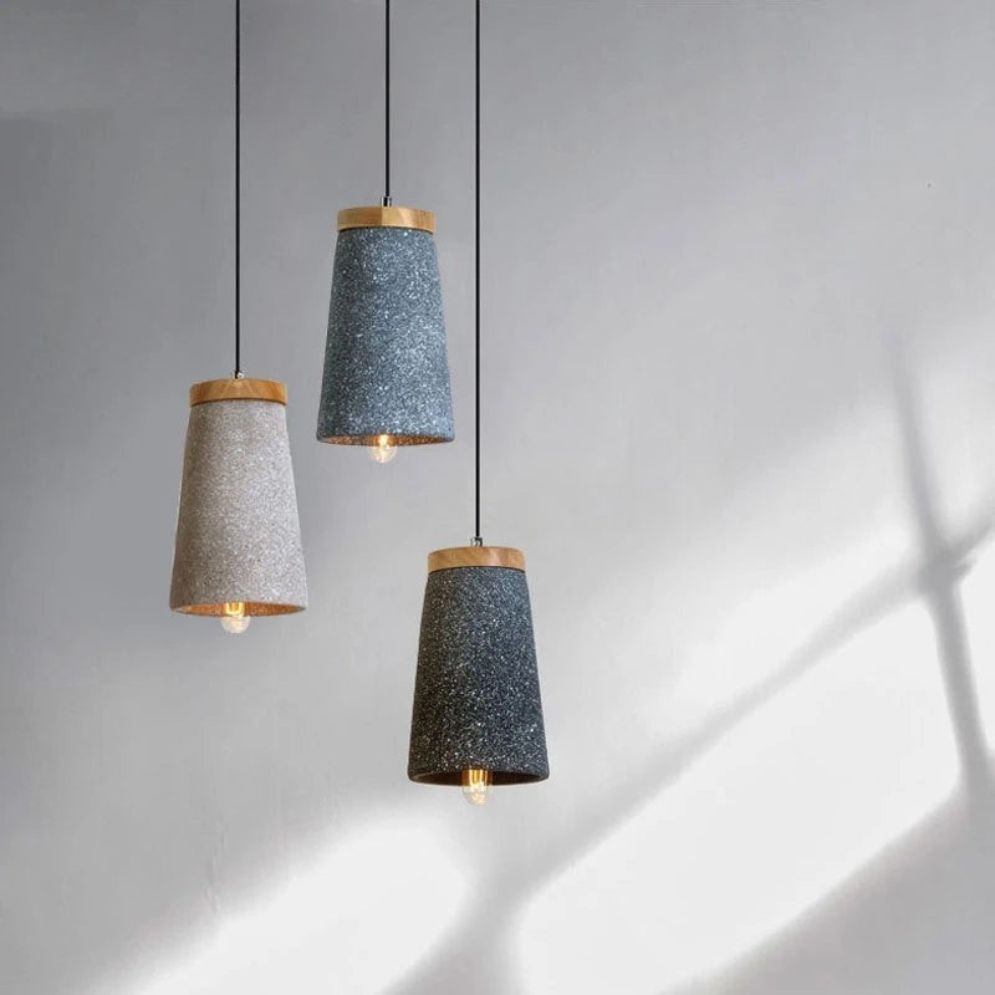 Suspension Design Led en Ciment et Bois Nordic - Lumiine