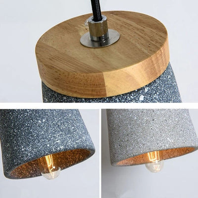 Suspension Design Led en Ciment et Bois Nordic - Lumiine