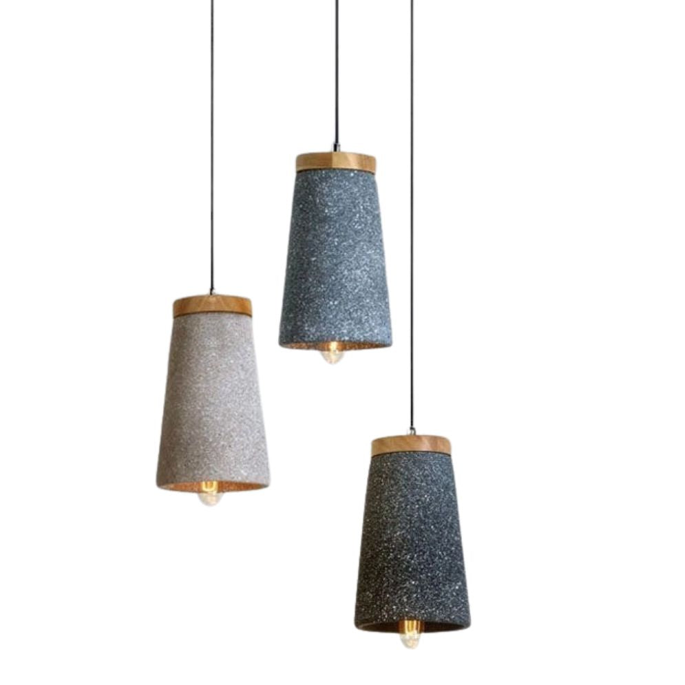 Suspension Design Led en Ciment et Bois Nordic - Lumiine