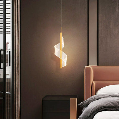 Suspension Design LED Métallique Ondulé - Lumiine