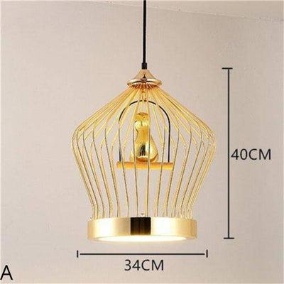Suspension Design Led Oiseau Dans Cerceau Doré - Lumiine