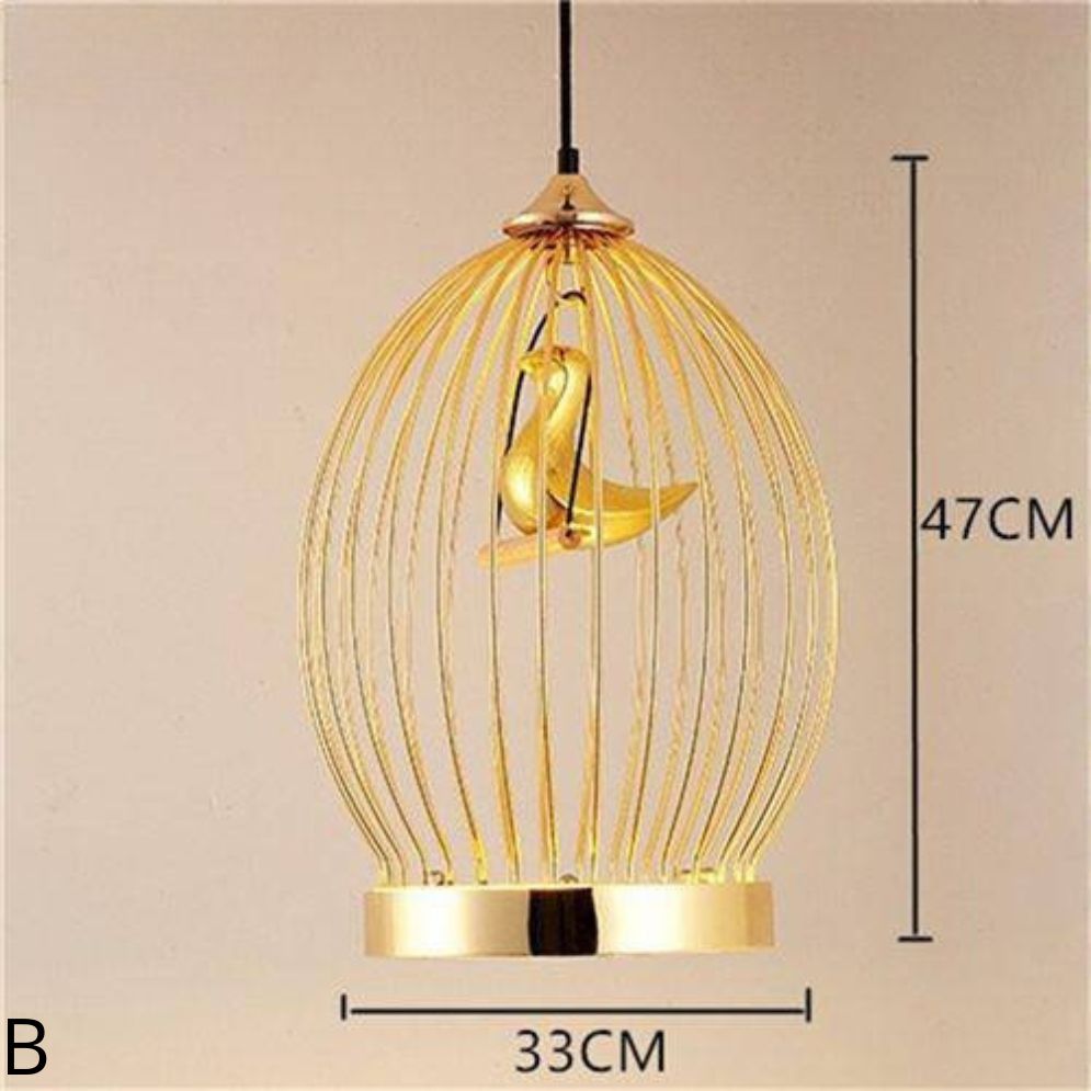 Suspension Design Led Oiseau Dans Cerceau Doré - Lumiine