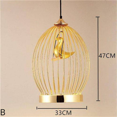 Suspension Design Led Oiseau Dans Cerceau Doré - Lumiine
