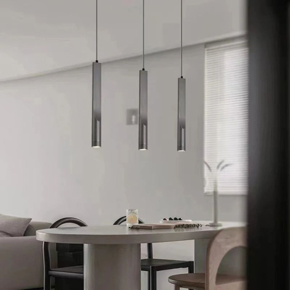 Suspension Design Led Tube Lumineux Doré ou Noir Amias - Lumiine
