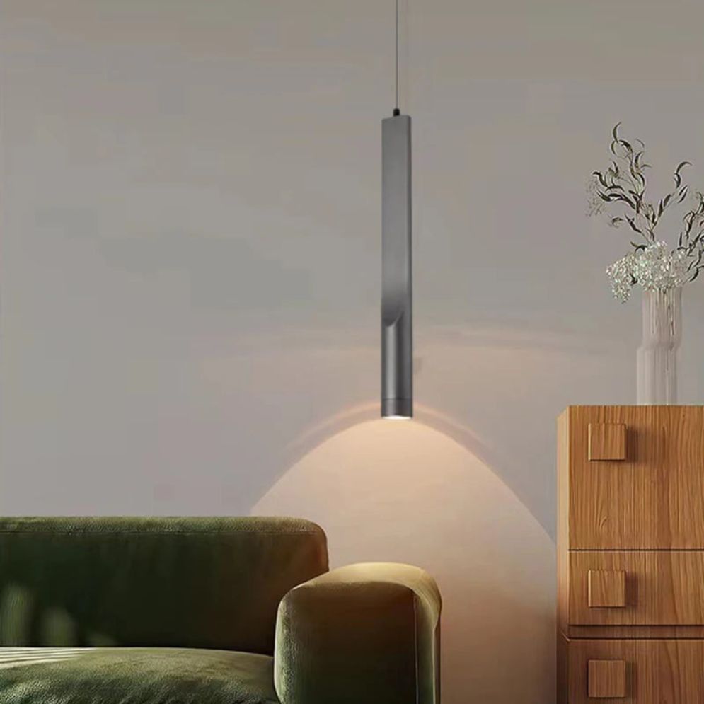 Suspension Design Led Tube Lumineux Doré ou Noir Amias - Lumiine
