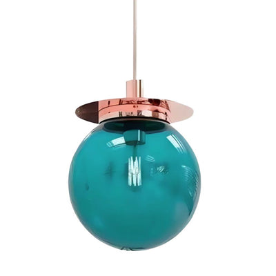 Suspension Design Ronde en Verre Bleue Dining - Lumiine

