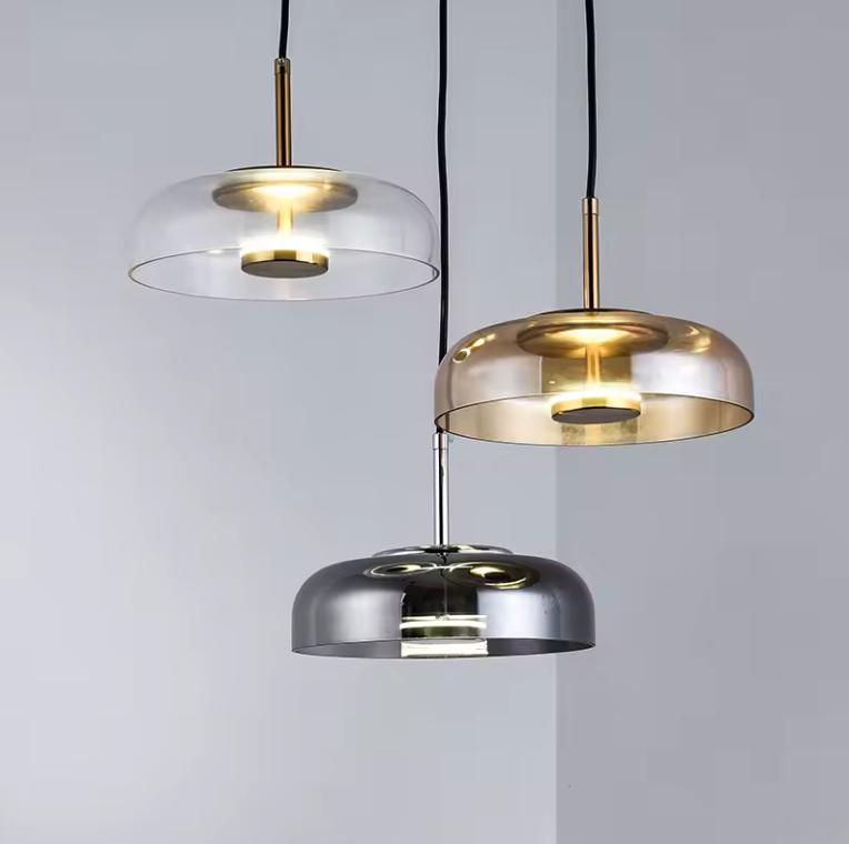 Suspension Design Tube Arrondi en Verre Fumé - Lumiine
