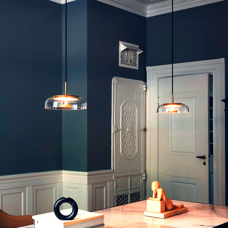Suspension Design Tube Arrondi en Verre Fumé - Lumiine

