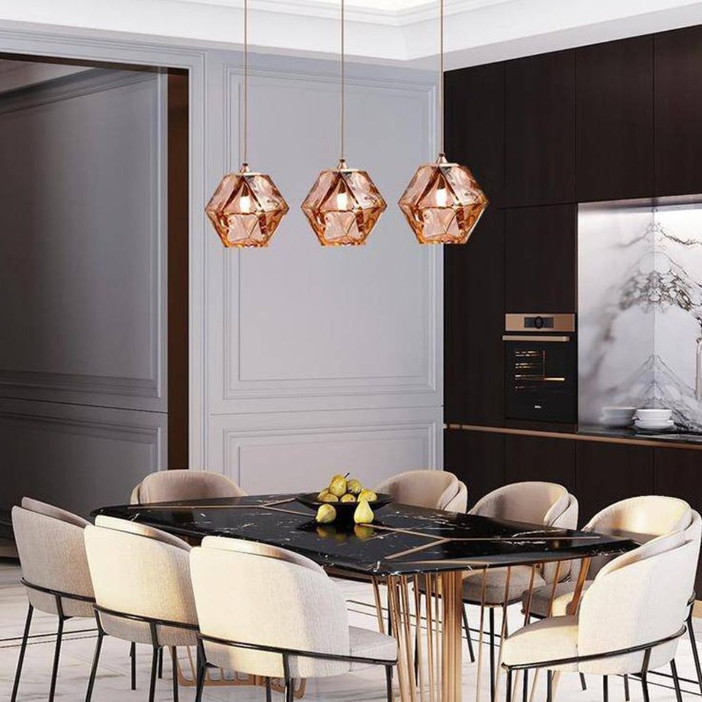 Suspension en Verre Diamant LED Nordique Moderne - Lumiine