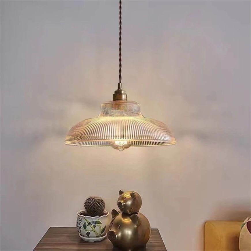 Suspension en Verre et Support Doré Style Vintage Loft - Lumiine