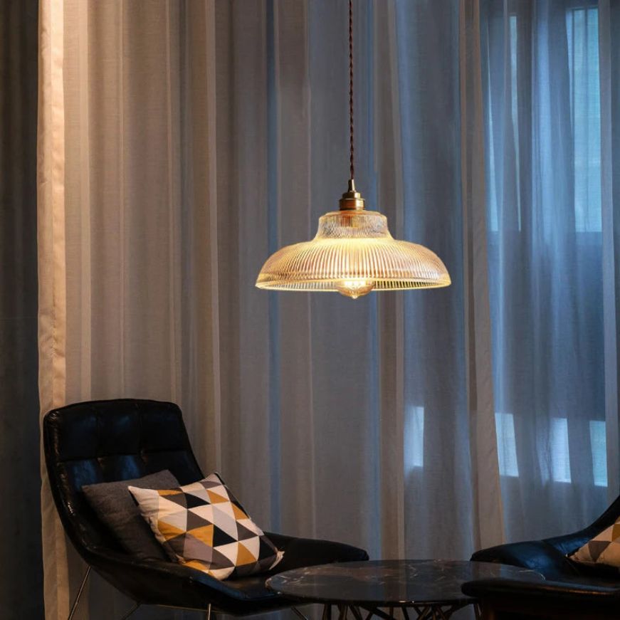 Suspension en Verre et Support Doré Style Vintage Loft - Lumiine