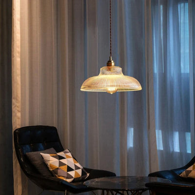 Suspension en Verre et Support Doré Style Vintage Loft - Lumiine