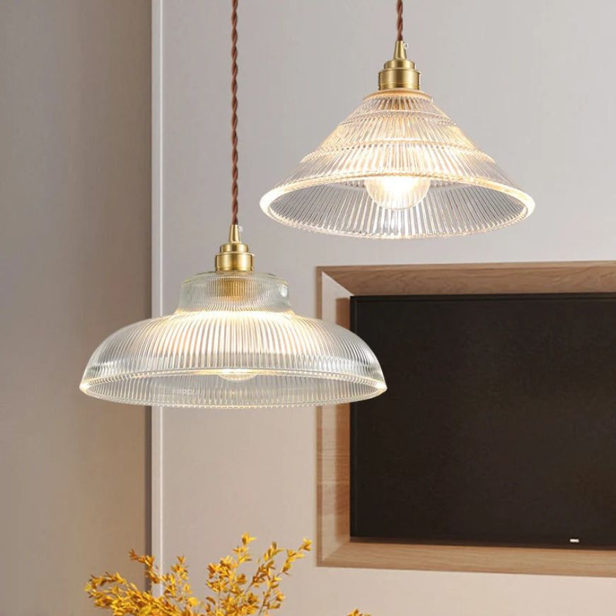 Suspension en Verre et Support Doré Style Vintage Loft - Lumiine