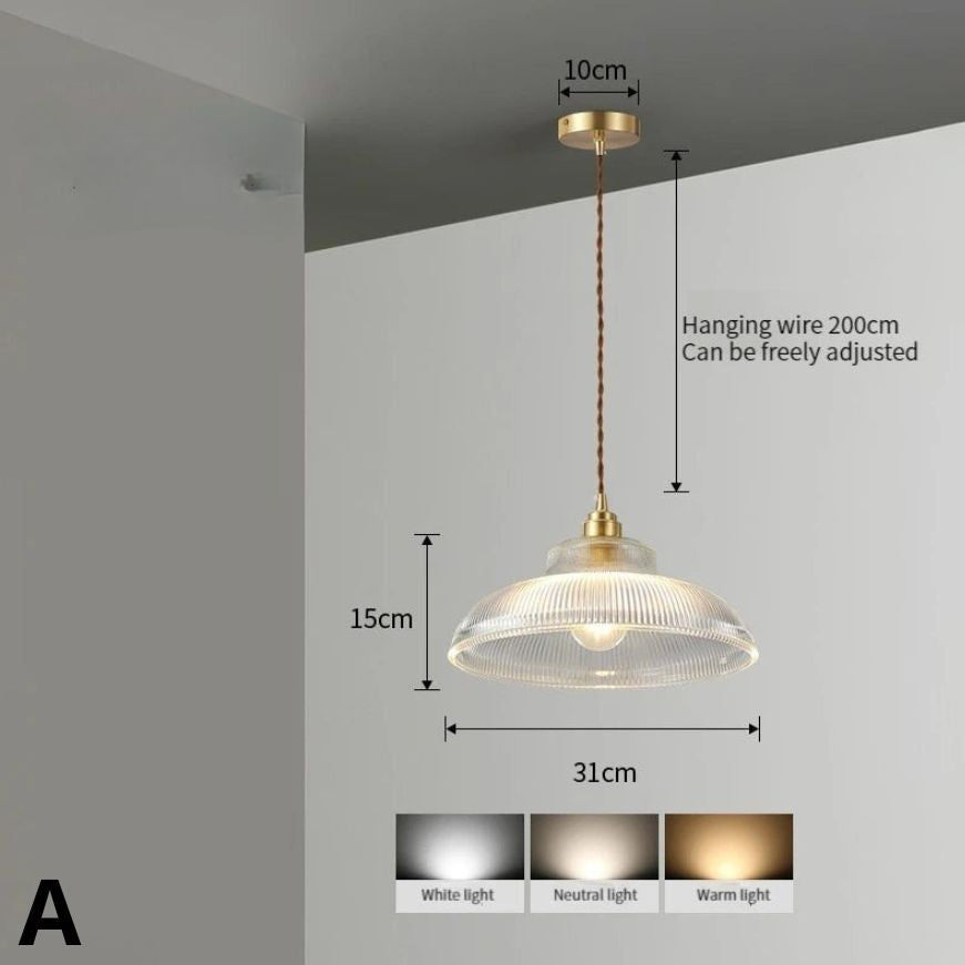 Suspension en Verre et Support Doré Style Vintage Loft - Lumiine
