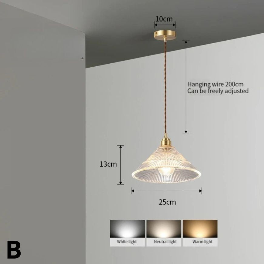 Suspension en Verre et Support Doré Style Vintage Loft - Lumiine