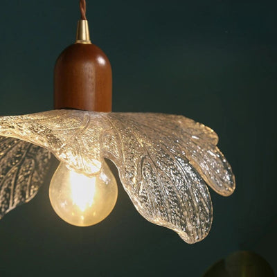 Suspension en Verre Moderne à Motif de Feuilles Vertes - Lumiine