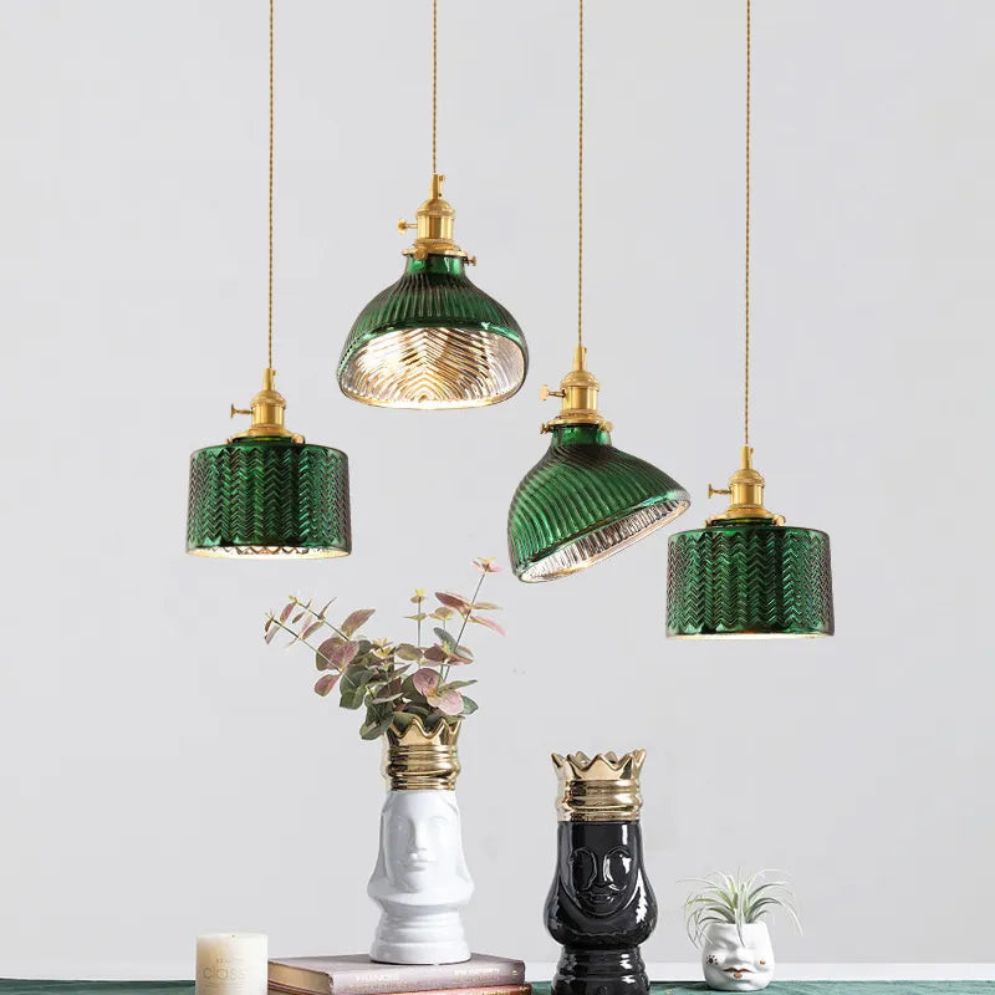Suspension en Verre Vert Scandinave - Lumiine