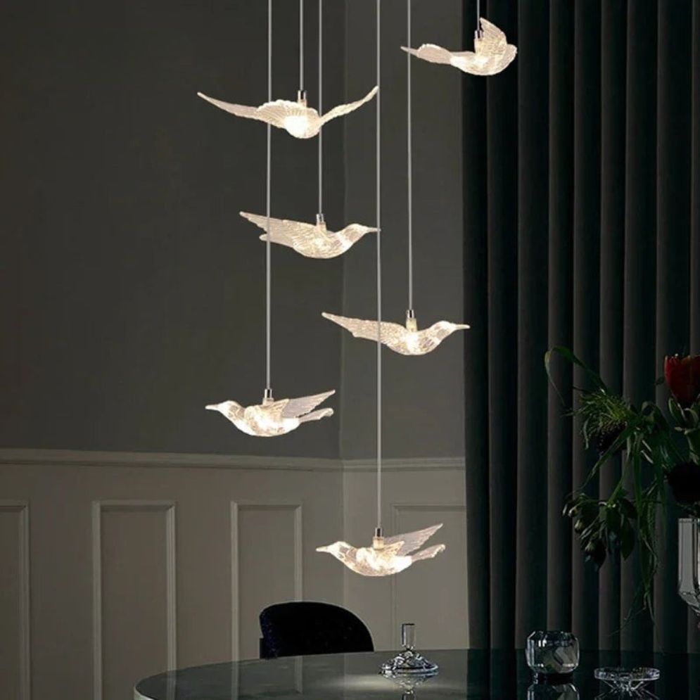 Suspension Hôtel Salon Brokis Silhouette Oiseaux Liberté - Lumiine