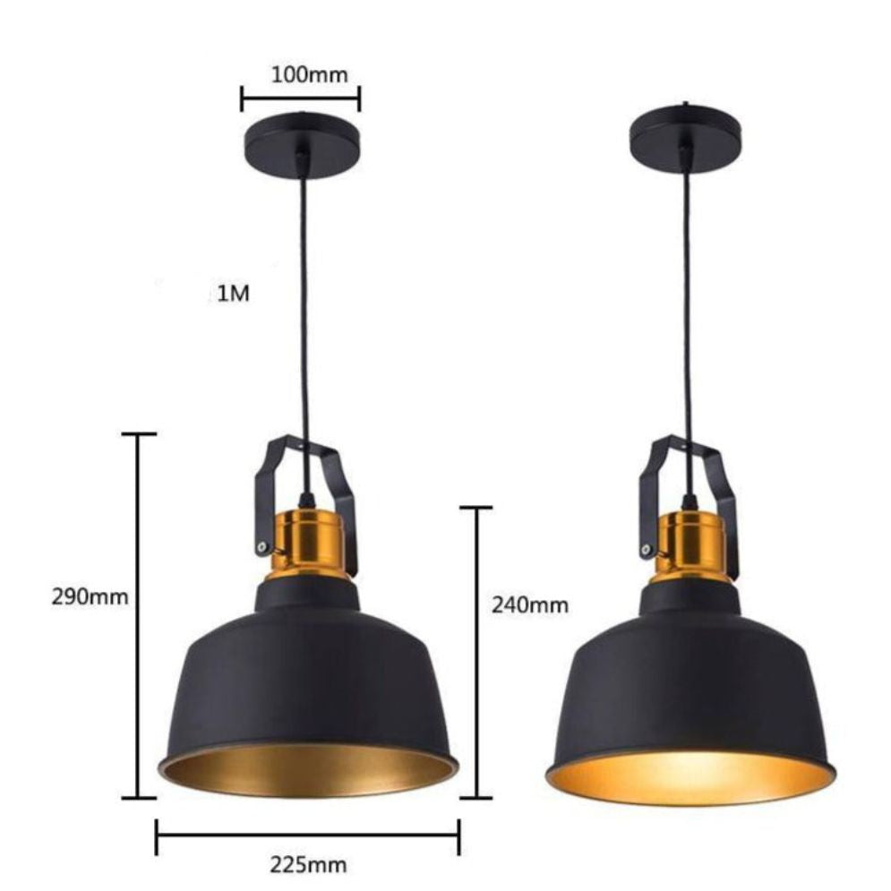 Suspension Industrielle en Métal Noir Rustique - Lumiine