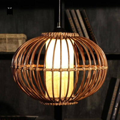 Suspension Led Design Boule en Bois Vintage