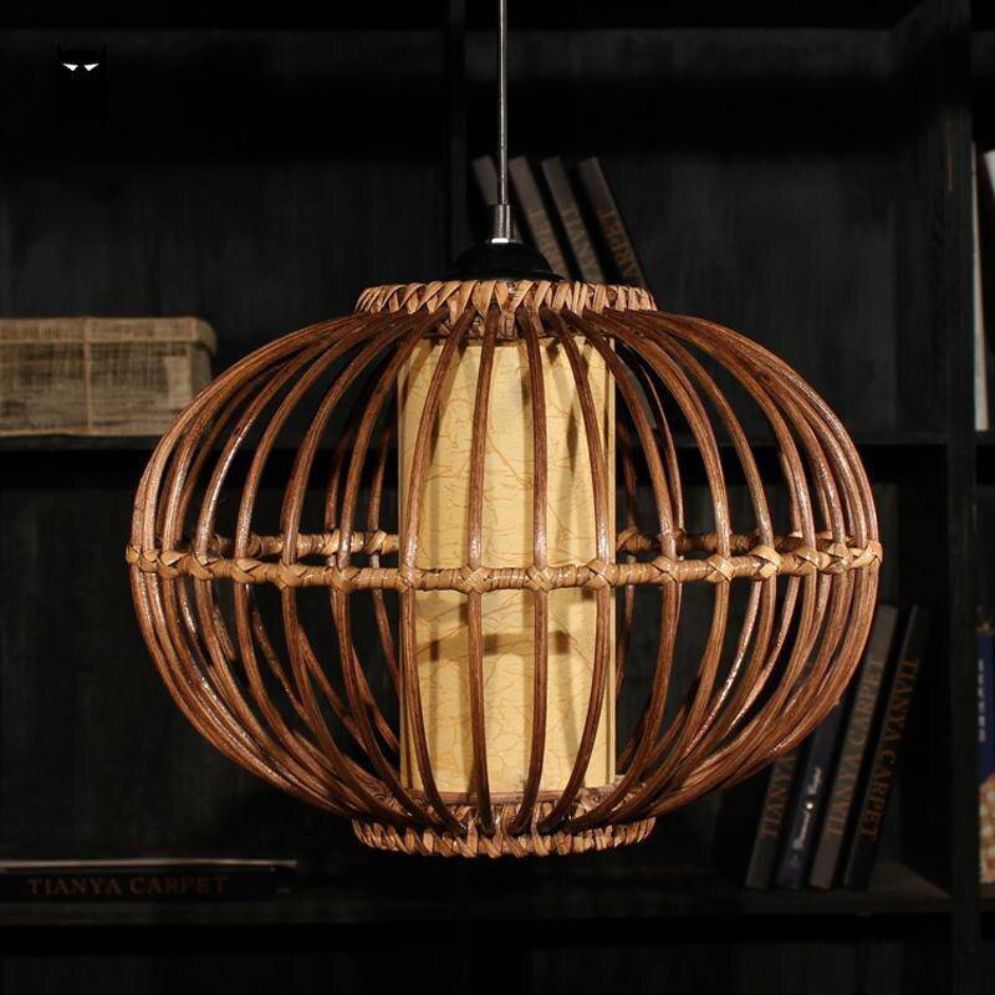 Suspension Led Design Boule en Bois Vintage - Lumiine