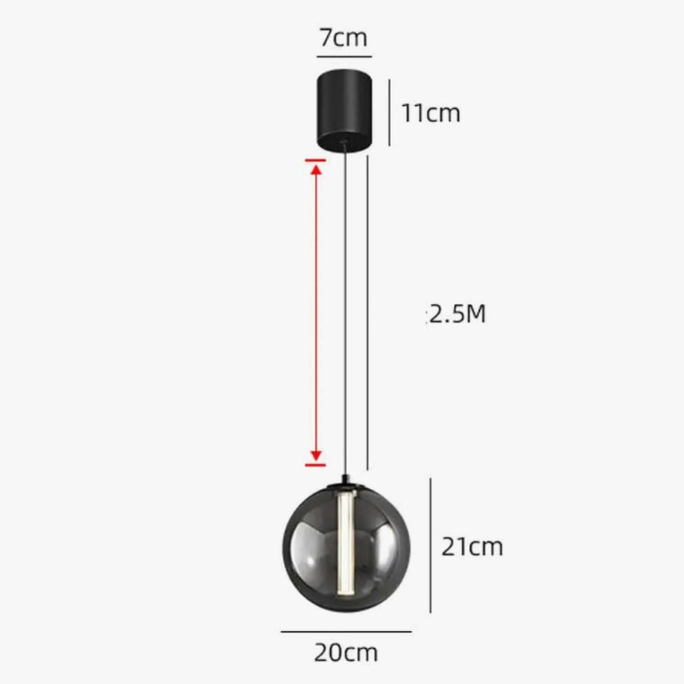 Suspension Led en Verre au Design Nordique Gris Fumé