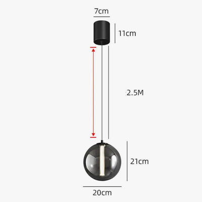Suspension Led en Verre au Design Nordique Gris Fumé