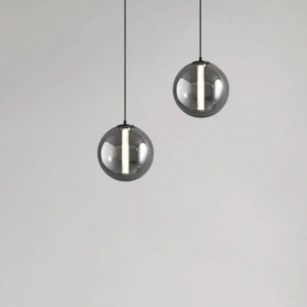 Suspension Led en Verre au Design Nordique Gris Fumé