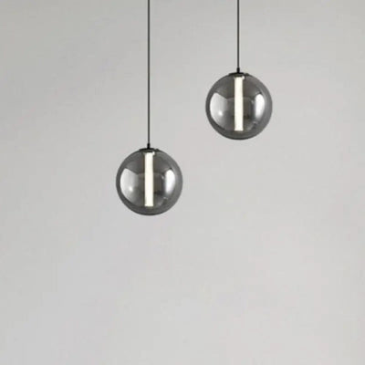 Suspension Led en Verre au Design Nordique Gris Fumé