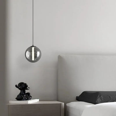 Suspension Led en Verre au Design Nordique Gris Fumé