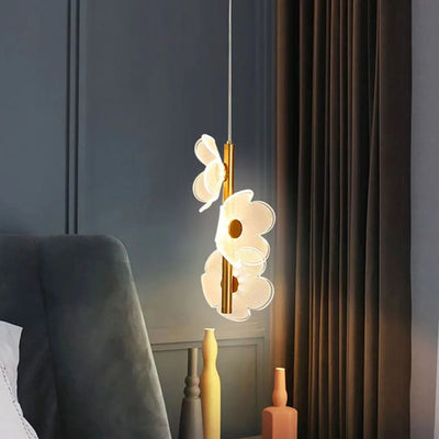 Suspension Led en Verre Avec Fleurs Dorée - Lumiine