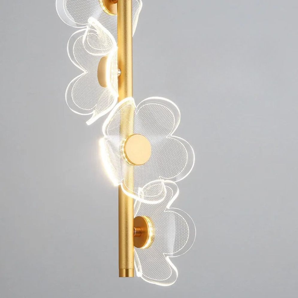 Suspension Led en Verre Avec Fleurs Dorée - Lumiine