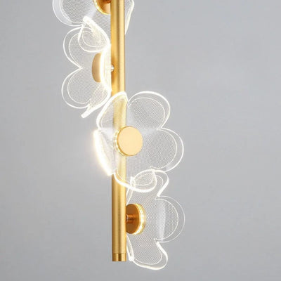 Suspension Led en Verre Avec Fleurs Dorée - Lumiine