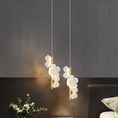 Suspension Led en Verre Avec Fleurs Dorée - Lumiine