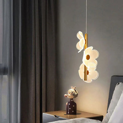 Suspension Led en Verre Avec Fleurs Dorée - Lumiine