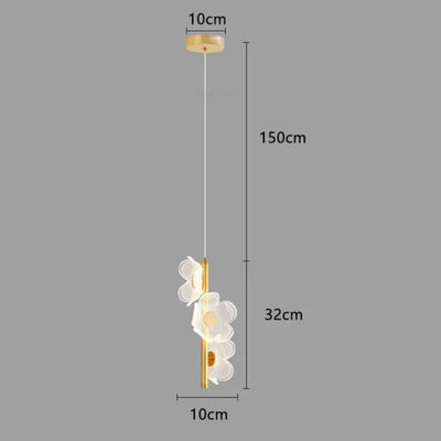 Suspension Led en Verre Avec Fleurs Dorée - Lumiine