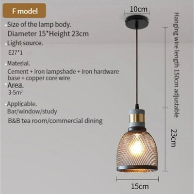 Suspension Fer et Pierre Led de Style Industriel