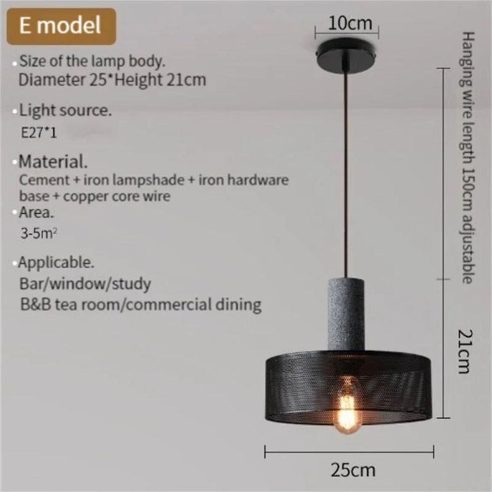 Suspension Fer et Pierre Led de Style Industriel