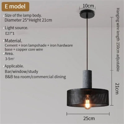 Suspension Fer et Pierre Led de Style Industriel