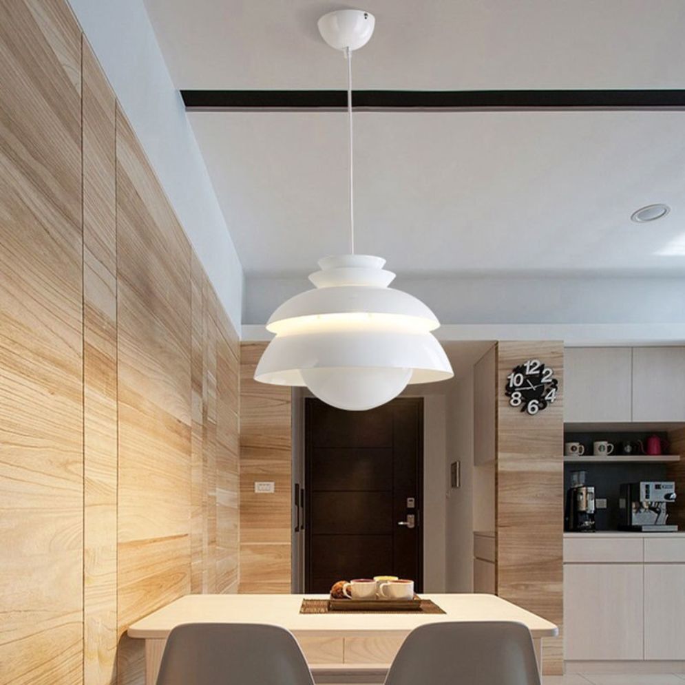 Suspension Led Moderne Fleurie Blanche