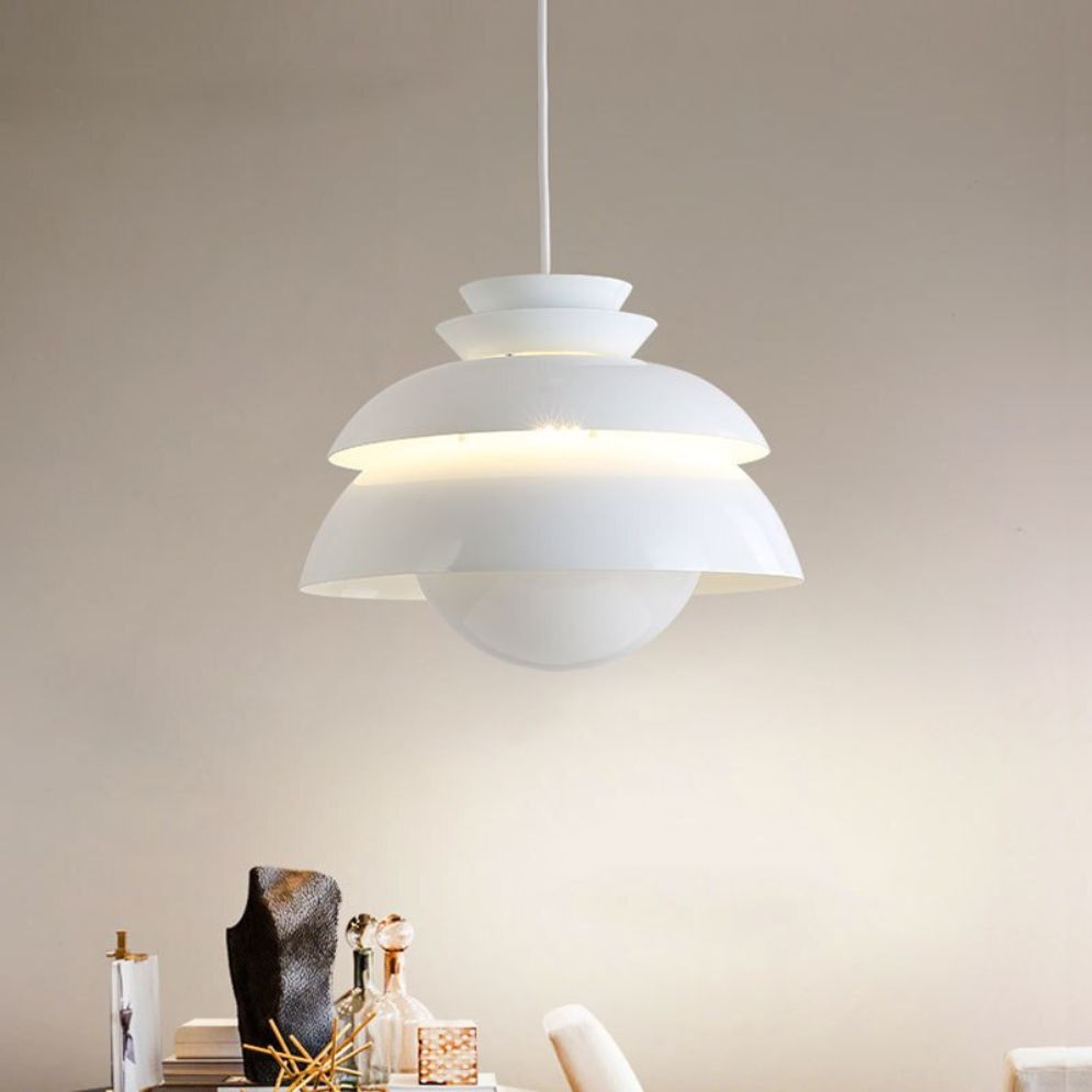Suspension Led Moderne Fleurie Blanche